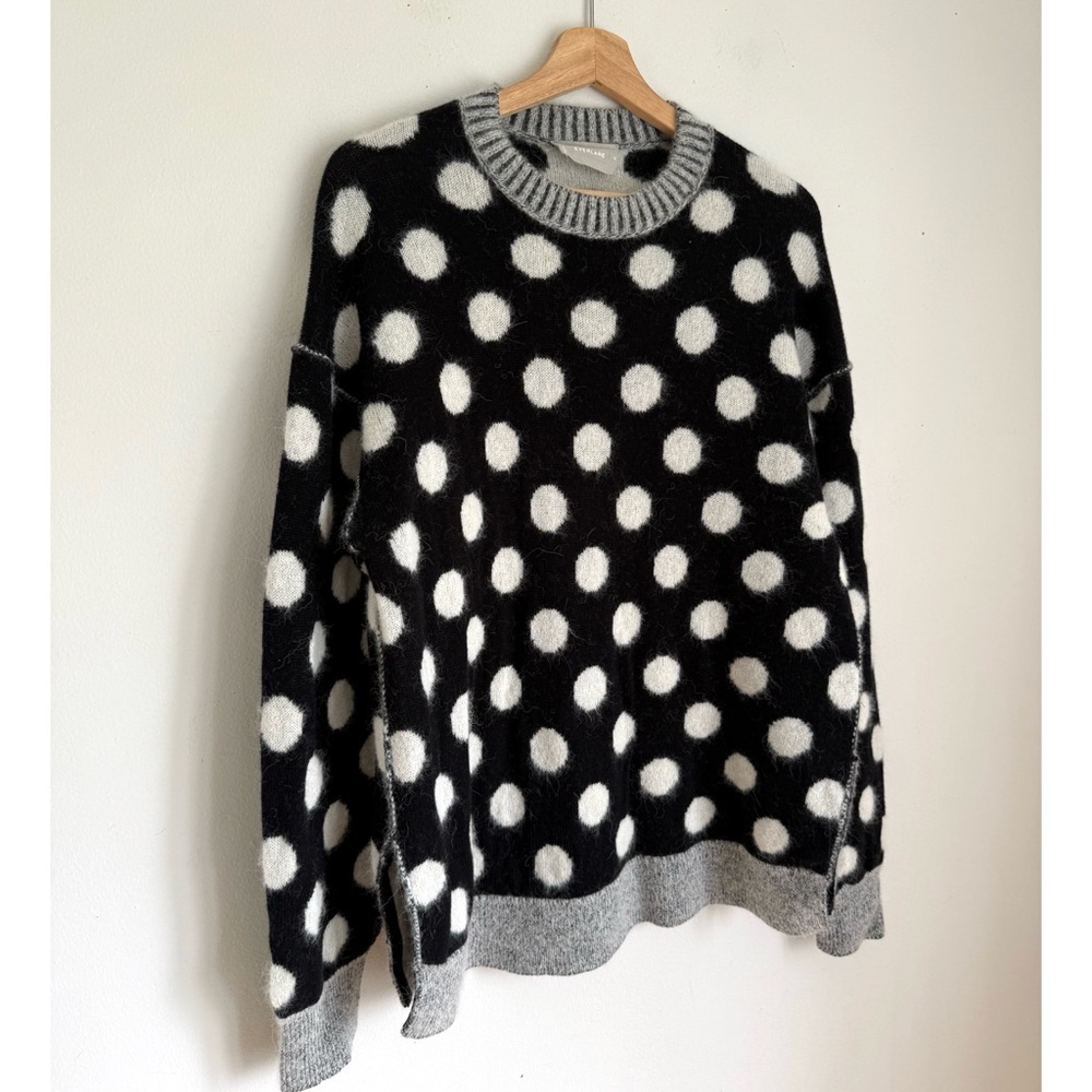 Everlane Alpaca Polka Dot Oversized Crew Sweater in Black Snow Polka Dot - Picture 3 of 6